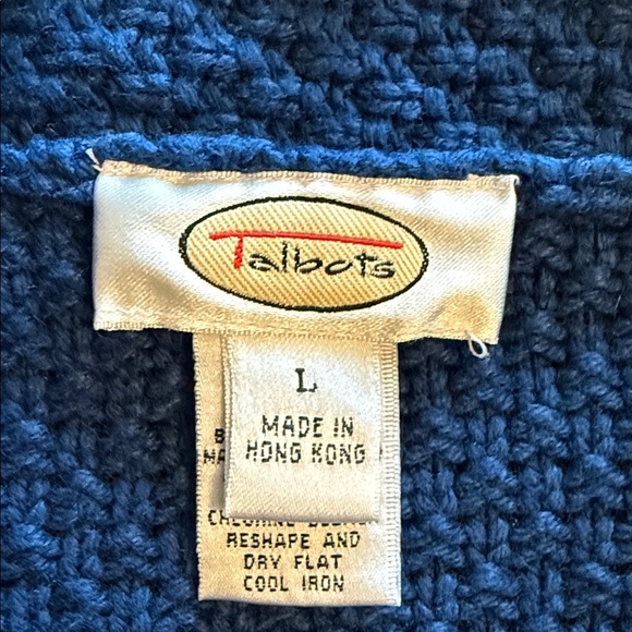 Talbots - Deep Blue Belted Cardigan with Shawl Collar- size L - Picture 3 of 4